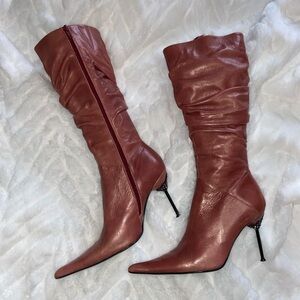 Bronx Women's Chic Slouchy Heeled Boots - dusty rose